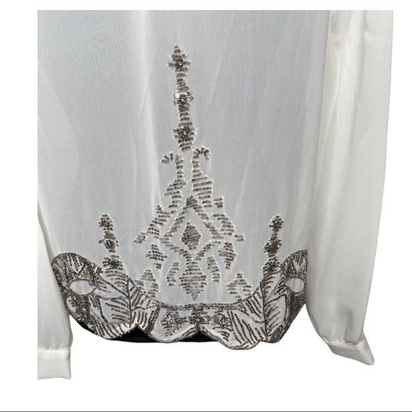 Revolve Plenty by Tracy Reese Embellished Swingly Blouse in Vanilla Beaded XS - Picture 6 of 17